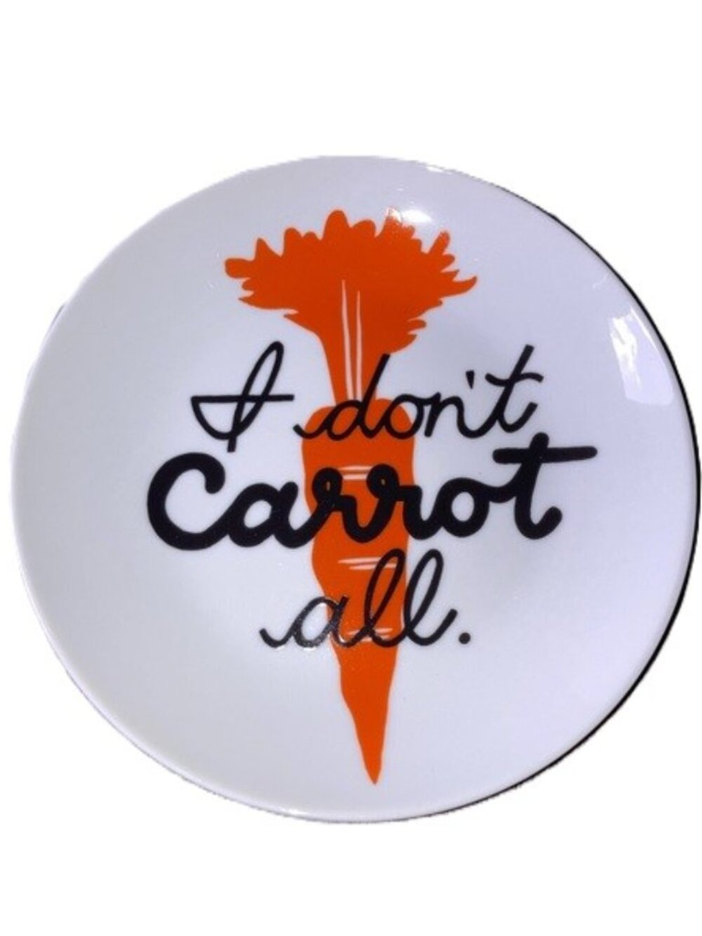 CRATE & BARREL “I don't Carrot All” Round Ceramic Appetizer Plate 6.75 inches